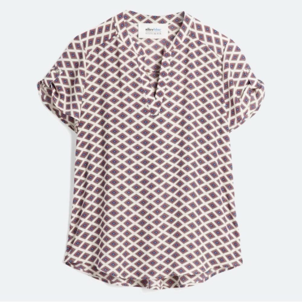 Alice Blue Geraldi Split Neck Blouse